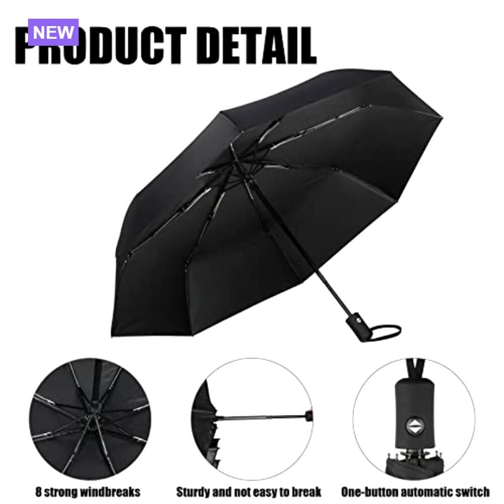 6 Pack Automatic Open Windproof Compact Umbrella … - image 3